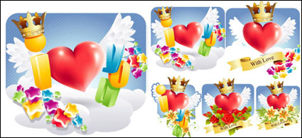 Romantische liebe die Muster-Vektor-Material