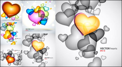 Bunte herzförmigen Grafiken - Vector
