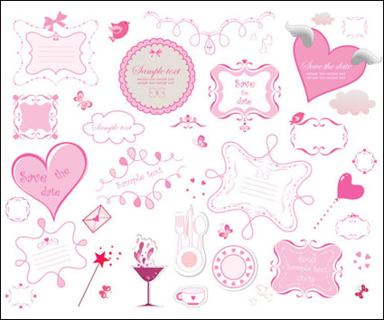 Rosa romantische Elemente - Vektor-Material