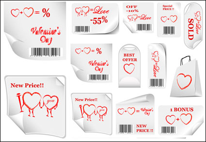 Valentinstag Werbeetiketten - Vector