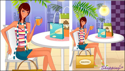 Fashion shopping Frauen Vektor Material 9