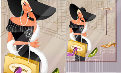 Fashion shopping Frauen Vektor Material 5