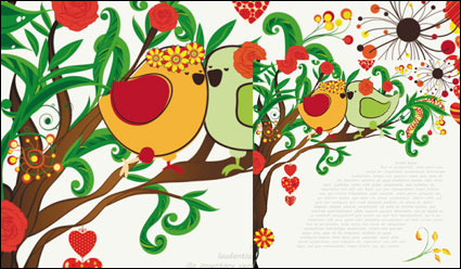 Handgezeichneten Illustrationen der Liebe Vögel 03 - Vektor-Material