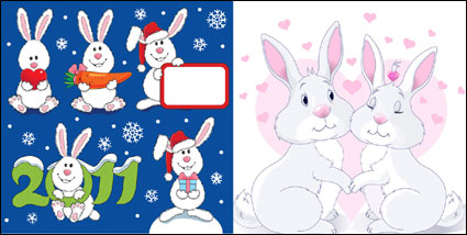 Schöne Weihnachten Rabbit - Vektor