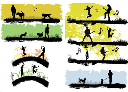Menschen, Gebäude, Szenen Silhouette 02
