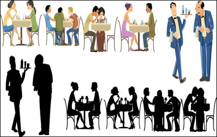 Vector Zeichentrickfiguren Restaurants