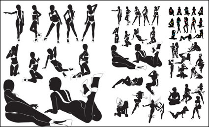 Sexy Frauen Silhouetten Vektor Material
