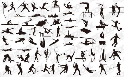 Verschiedene sportliche Aktionen Silhouette Vector