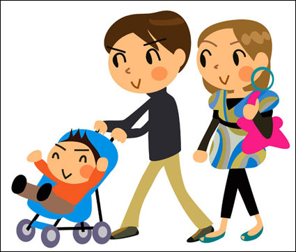 Cartoon dreiköpfige Familie - Vector