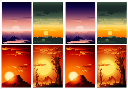 Vector schönen Sonnenuntergang Landschaft;