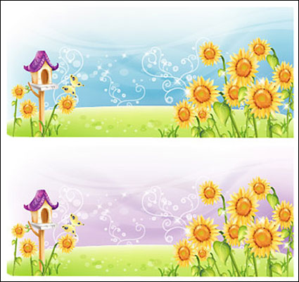 Sunflower Landschaften Vector