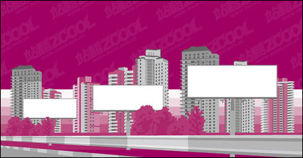 Stadt Gebäude blank billboard Vector Material