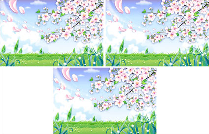 Landschaft Bltenblätter flattern Vector