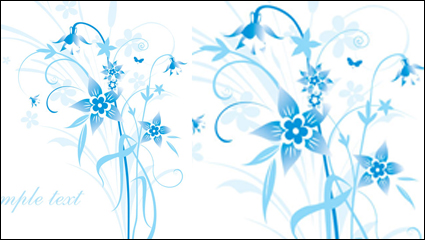 Einfache handgemalten Blumen und blauem Text Hintergrund Vector -5