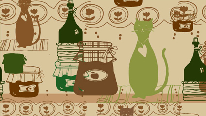 Cat Cartoon Hintergrund 05 - Vektor Material