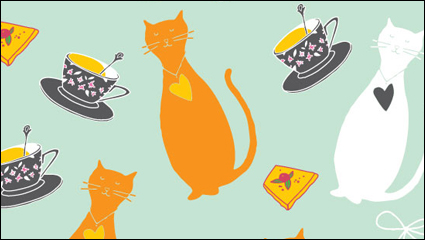 Cat Cartoon Hintergrund 04 - Vektor Material