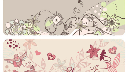 Mode schönen Vogel Blumen Vektor Material -2