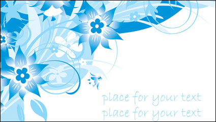 Einfache blauen handgemalten Blumen und Muster der Text Hintergrund Vektor -3