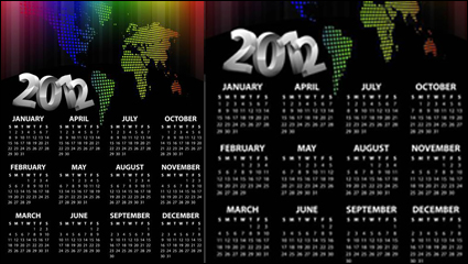 2012 Kalender Vorlage Vektor Material