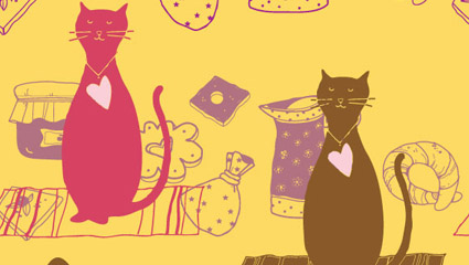 Cute Cartoon-Katze Hintergrund 03 - Vektor