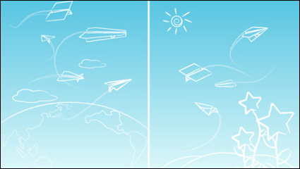 Line-Papierflieger Graffiti Vektor-Material