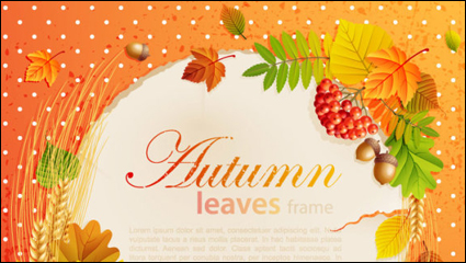Schöne Herbst Blätter Rahmen Hintergrund 05 - Vektor Material