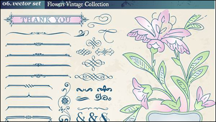 Europäische retro floral Lochmuster Vektor Material -2
