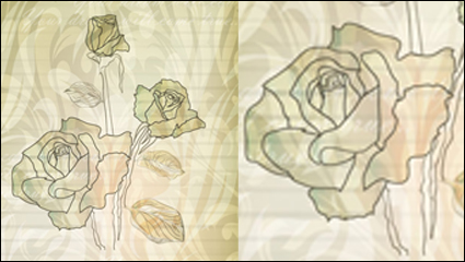 Elegante Rosenmuster Hintergrund 05 - Vektor Material