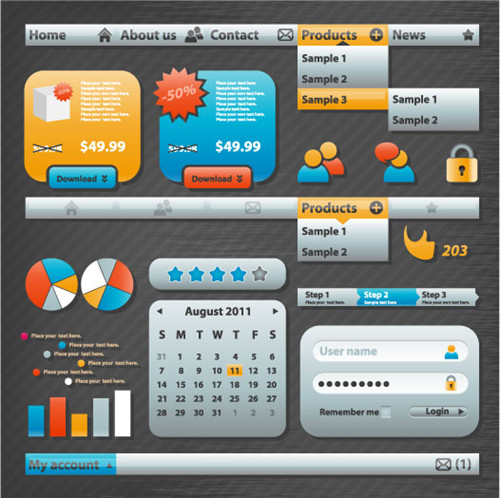 Praktische Web Design Elements 04 - Vektor Material