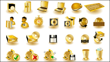 Gold gemeinsamen Computer-Symbol 01 - Vektor