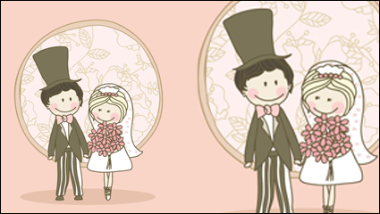 Estilo de dibujos animados, elementos de la boda 04 - Vektor-de Material