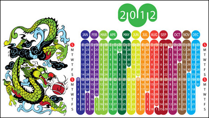 2012 Jahr des Drachen Kalender -1 Vektor Material