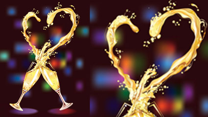 Heart-shaped Champagner Vektor -3