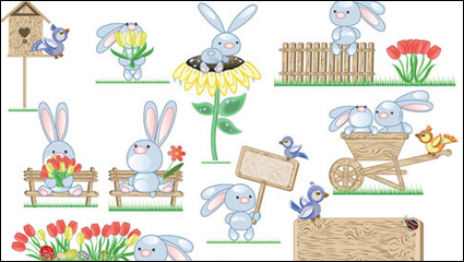 Cute Bunny Ostereier Vector -2
