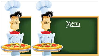 Cartoon Kchenchef und begleitendes Bild 05 - Vektor