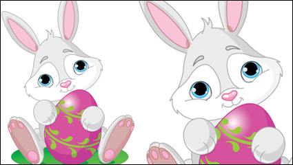Cartoon Hase mit Ei 04 - Vektor