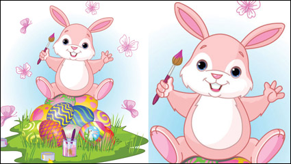 Cartoon Hase und das Ei 03 - Vektor