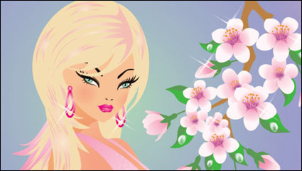 Cartoon Four Seasons Beauty 02 - Vektor Material