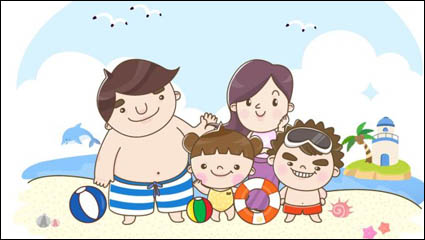 Eine Familie zum Strand gehen - vector