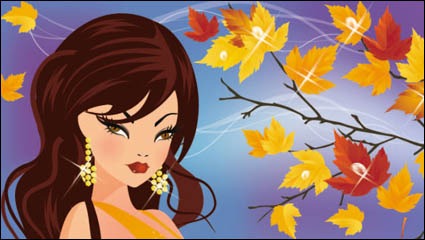 Cartoon Four Seasons Beauty 04 - Vektor Material