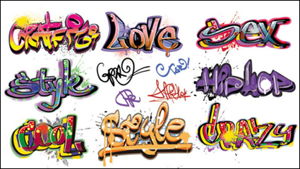 Graffiti Schriftarten schön gestaltete 01 - Vektor Material