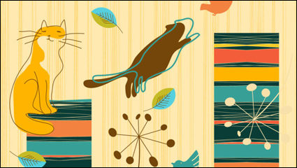 Nette line art cat Muster 04 - Vektor Material