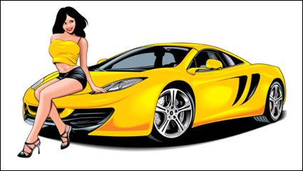 Sexy schöne Mädchen mit Sportwagen -03