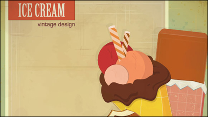 Die Retro Karikatur Ice Cream 02 - Vektor Material