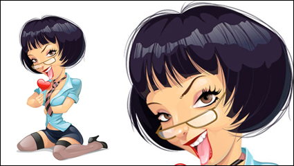 Eine Karikatur Frau Illustrator 02 - Vektor Material