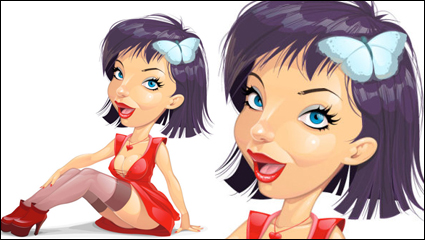 Cartoon Frau Illustrator 03 - Vektor Material
