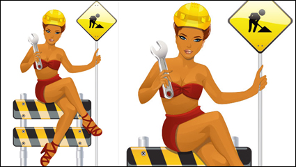 Sexy beauty Arbeiter 01 - Vektor Material