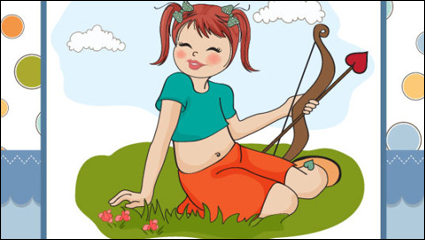 Cartoon Mädchen Karte 01 - Vektor Material