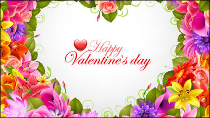 Valentinstag Blumen Hintergrund 04 - Vektor Material