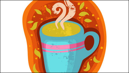 Cartoon Tasse Kaffee Aufkleber 02 - Vektor Material